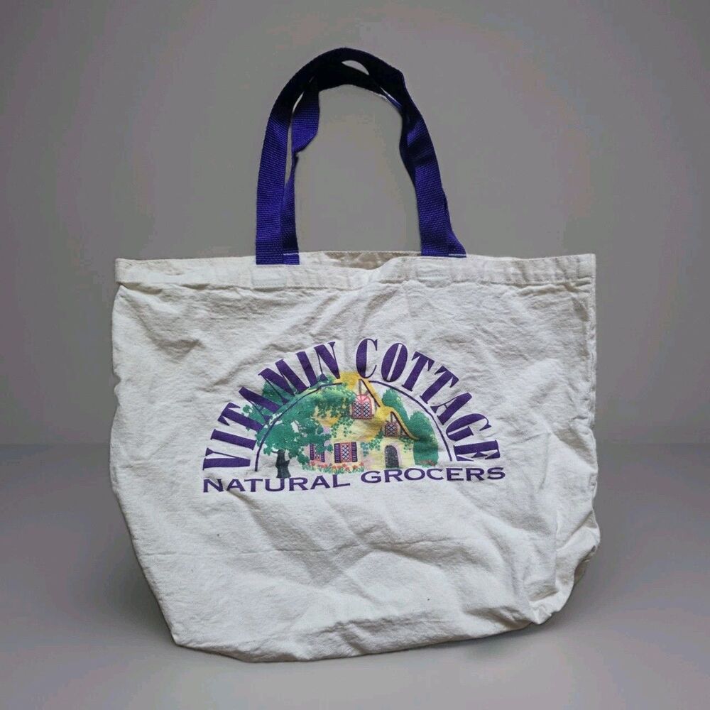 Natural Grocers Bag Reusable Shopping Tote Vintage Canvas Made In Colorado USA